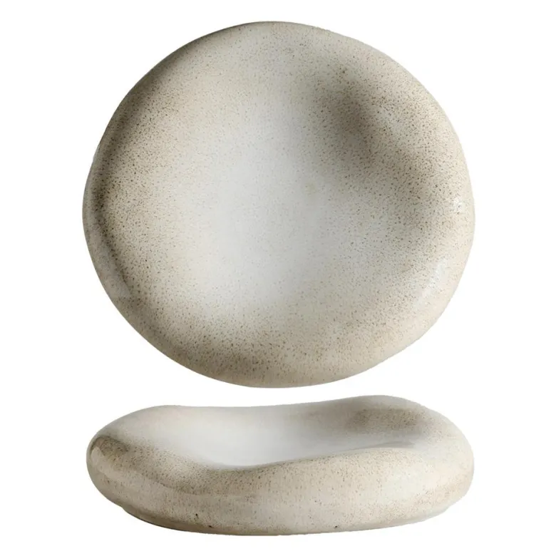 23 cm - Alberoshop Stone Piatto Presentazione Cuscino In Stoneware Set 3 Pz