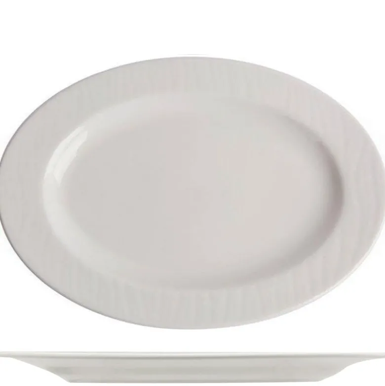 32 cm - Ariane Ripple Piatto Vassoio Ovale In Porcellana - Set 6 Pz