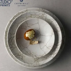 18.2 cm - Churchill Studio Prints Kintsugi Piatto Fondo In Porcellana Vetrificata