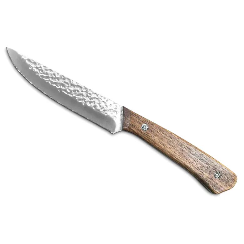 23.5 cm - Comas Chuleteros HQ Kamet Coltello Bistecca Martellato In Acciaio Inox Con Manico Legno Set 6 Pz