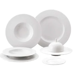 25 cm - Costa Verde Saturno Piatto Fondo In Porcellana - Set 12 Pz