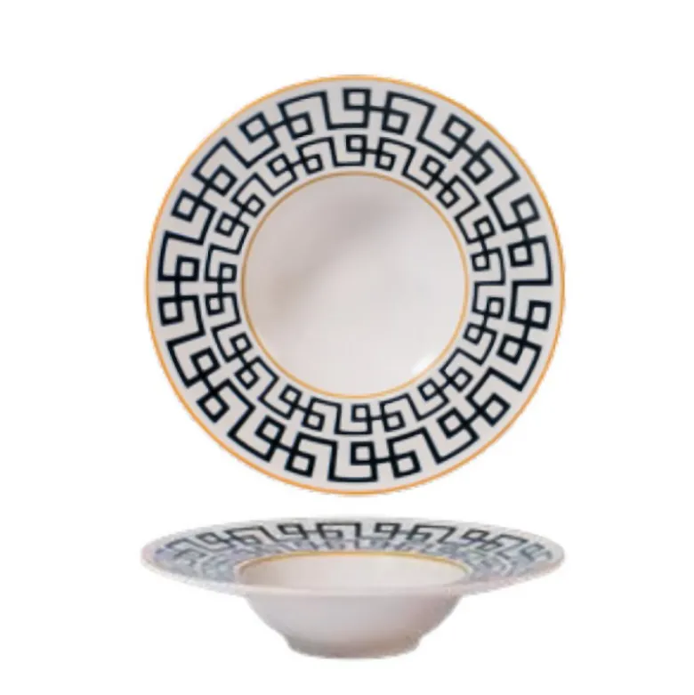 28 cm - Dedalo Piatto Pasta In Porcellana - Set 6 Pz