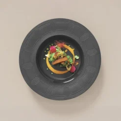 31 cm - Essentia Labyrinth Piatto Fondo Gourmet In Porcellana Set 4 Pz