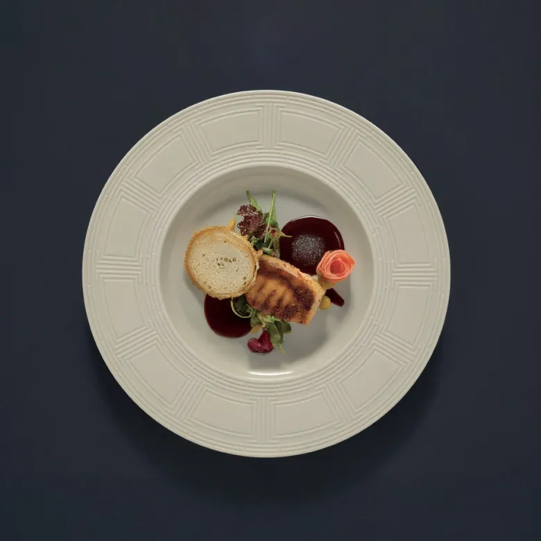 23 cm - Essentia Labyrinth Piatto Fondo Gourmet In Porcellana Set 4 Pz