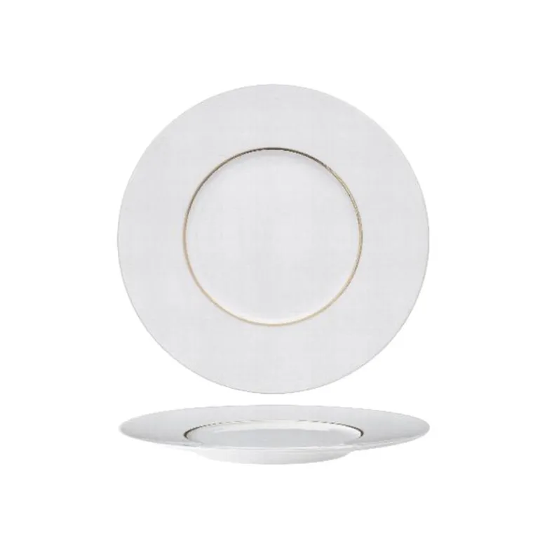 23 cm - Essentia Ligne D'Or Piatto Frutta Dessert In Porcellana - Set 6 Pz