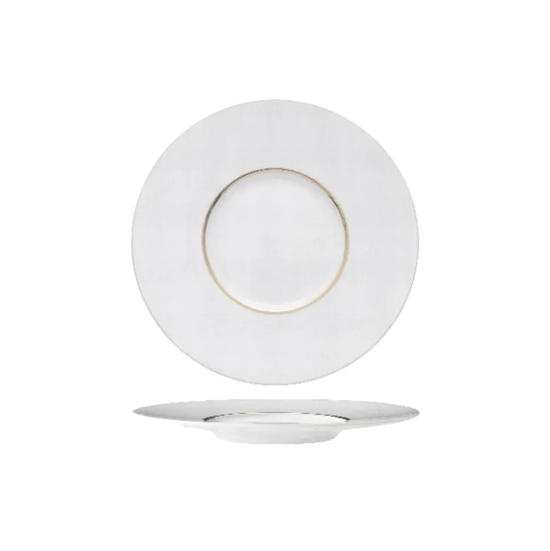 17 cm - Essentia Ligne D'Or Piatto Pane In Porcellana - Set 6 Pz