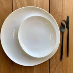 31 cm - Essentia Magnesium Eclipse Piatto Presentazione Rotondo In Porcellana - Set 2 Pz