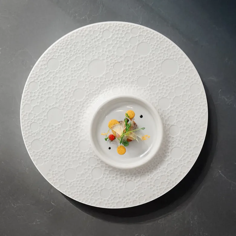25.7 cm - Essentia Moon Piatto Presentazione Decorato In Porcellana Set 4 Pz