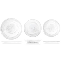 21 cm - H&H Alabastro Piatto Fondo In Vetro - Set 6 Pz