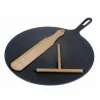 32 cm - Ilsa Crepiera Rotonda In Ghisa Con Spatola E Stendi Pasta in Legno