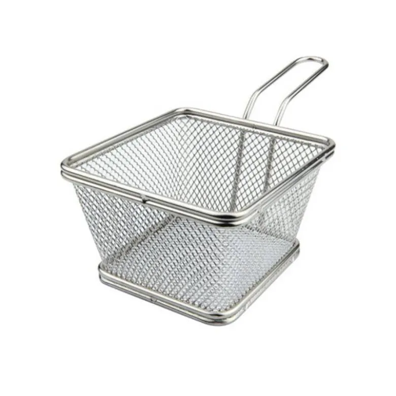 12 cm - Ilsa Mini Cestello Porta Snack Quadrato In Acciaio Inox 18/10