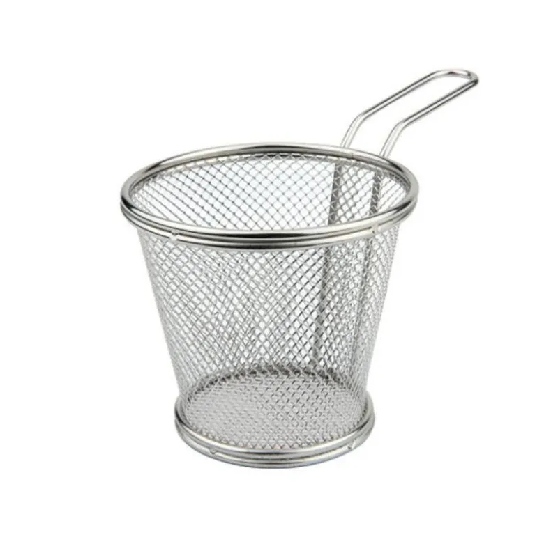 12 cm - Ilsa Mini Cestello Porta Snack Rotondo In Acciaio Inox 18/10