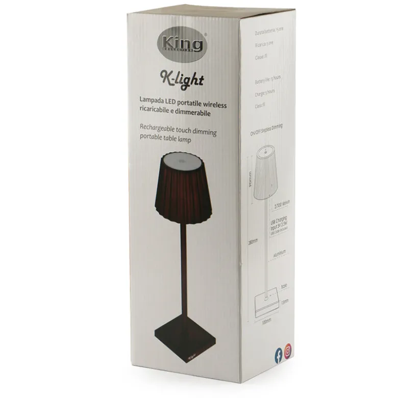 38 cm - K-Light Lampada Da Tavolo In Alluminio