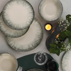 25 cm - Kutahya Porselen Oregon Piatto Pasta In Porcellana - Set 6 Pz