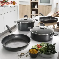 26 cm - Lagostina Tempra Titanium Extreme Casseruola Bassa Antiaderente In Alluminio Con Coperchio