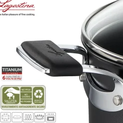 16 cm - Lagostina Tempra Titanium Extreme Casseruola Alta Con Manico Antiaderente In Alluminio