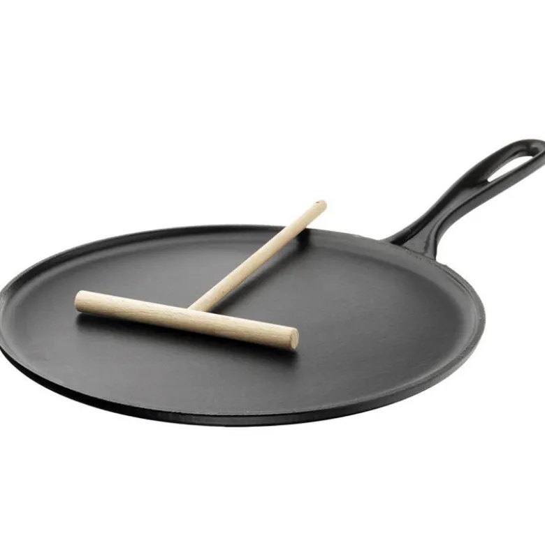 27 cm - Le Creuset Crepiera Rotonda In Ghisa Con Spatola In Legno