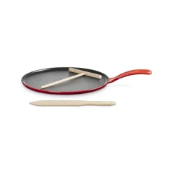 27 cm - Le Creuset Crepiera Rotonda In Ghisa Con Spatola In Legno