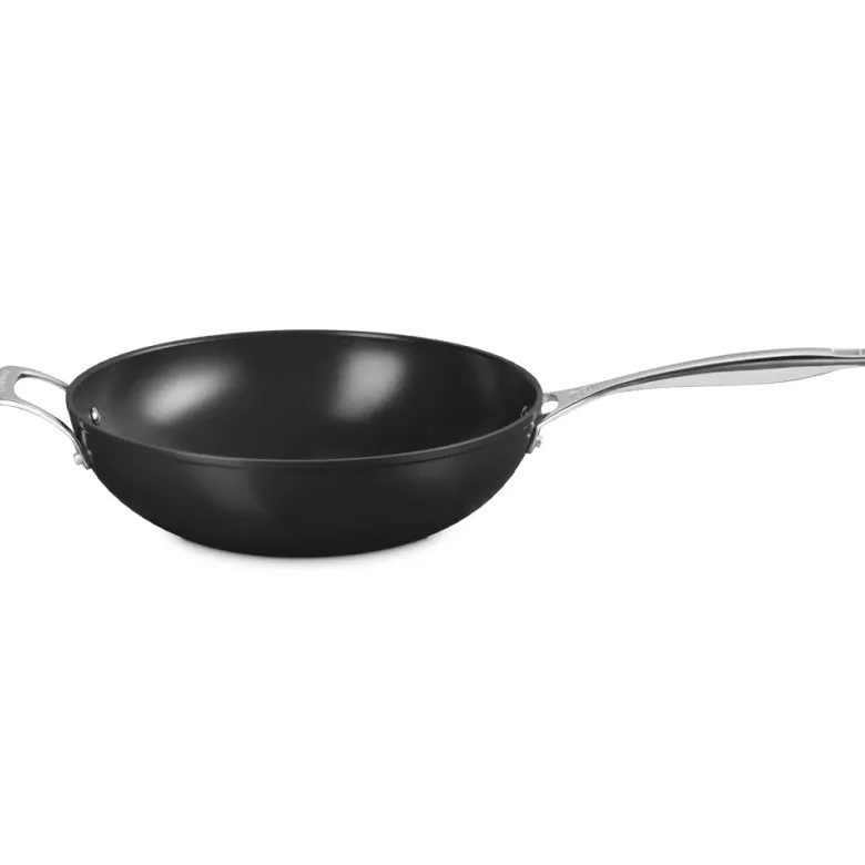 30 cm - Le Creuset Essential Wok Con Manico Lungo Con Rivestimento In Ceramica In Acciaio Inox