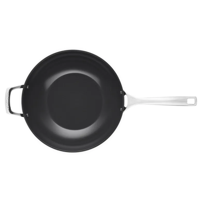 30 cm - Le Creuset Essential Wok Con Manico Lungo Con Rivestimento In Ceramica In Acciaio Inox