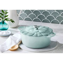 26 cm - Le Creuset Evolution Cocotte Rotonda Con Coperchio a Fiore In Ghisa Vetrificata