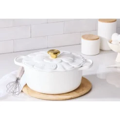 26 cm - Le Creuset Evolution Cocotte Rotonda Con Coperchio a Fiore In Ghisa Vetrificata