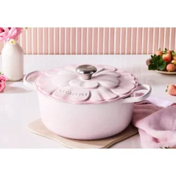 26 cm - Le Creuset Evolution Cocotte Rotonda Con Coperchio a Fiore In Ghisa Vetrificata