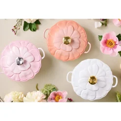 26 cm - Le Creuset Evolution Cocotte Rotonda Con Coperchio a Fiore In Ghisa Vetrificata