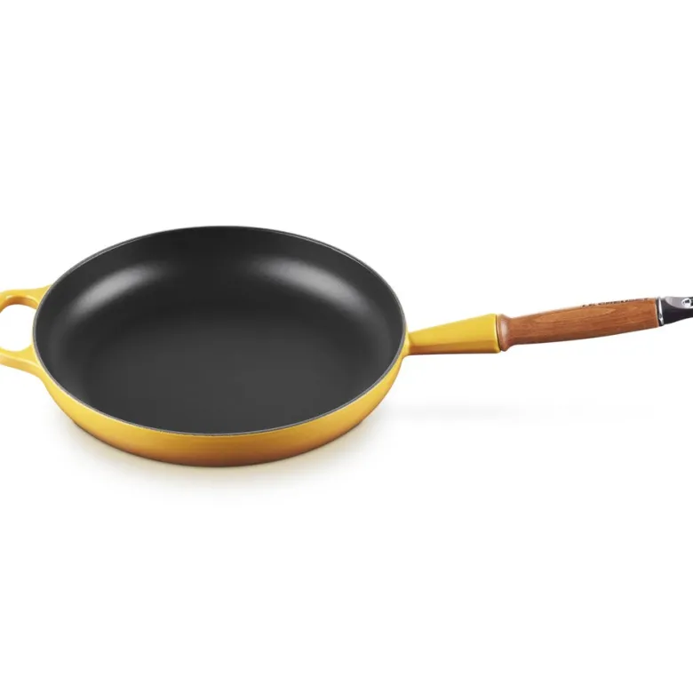 28 cm - Le Creuset Evolution Padella Bassa In Ghisa Vetrificata Con Manico In Legno