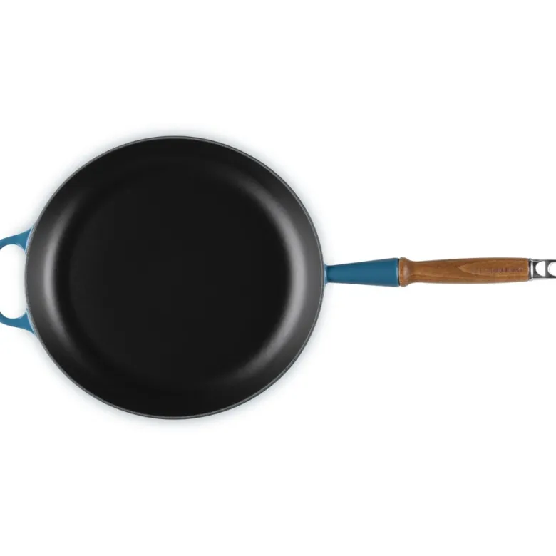 28 cm - Le Creuset Evolution Padella Bassa In Ghisa Vetrificata Con Manico In Legno