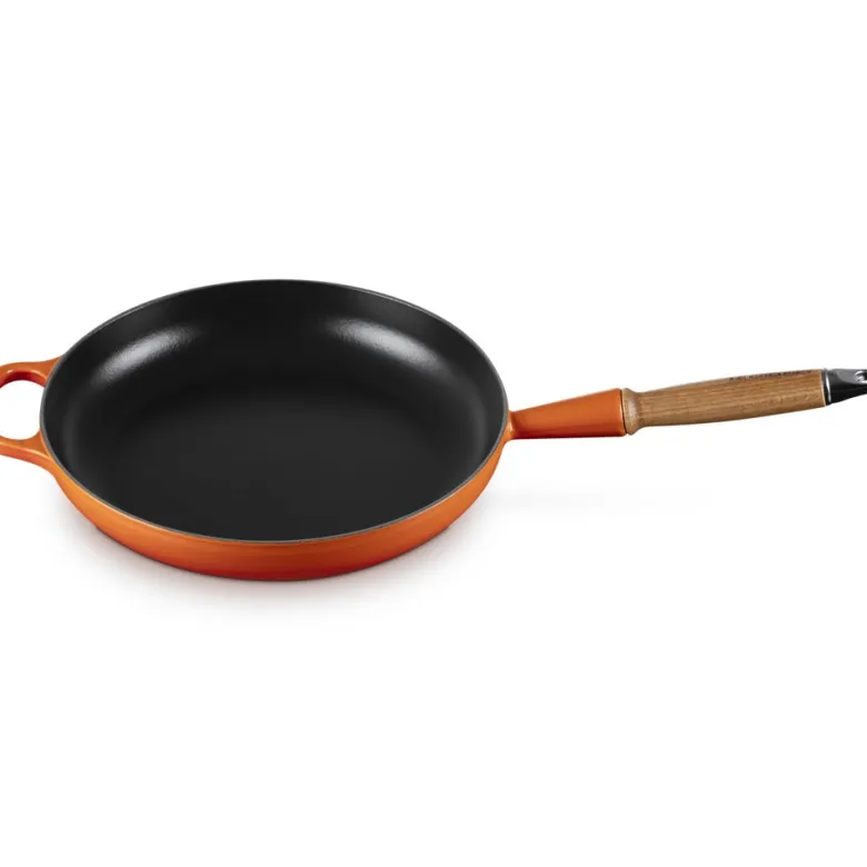28 cm - Le Creuset Evolution Padella Bassa In Ghisa Vetrificata Con Manico In Legno