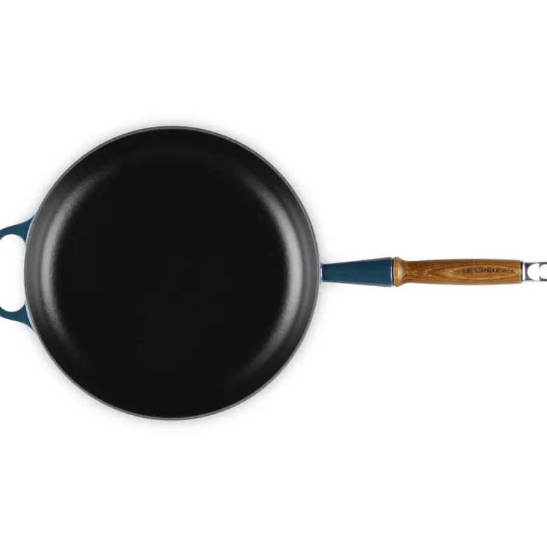 28 cm - Le Creuset Evolution Padella Bassa In Ghisa Vetrificata Con Manico In Legno