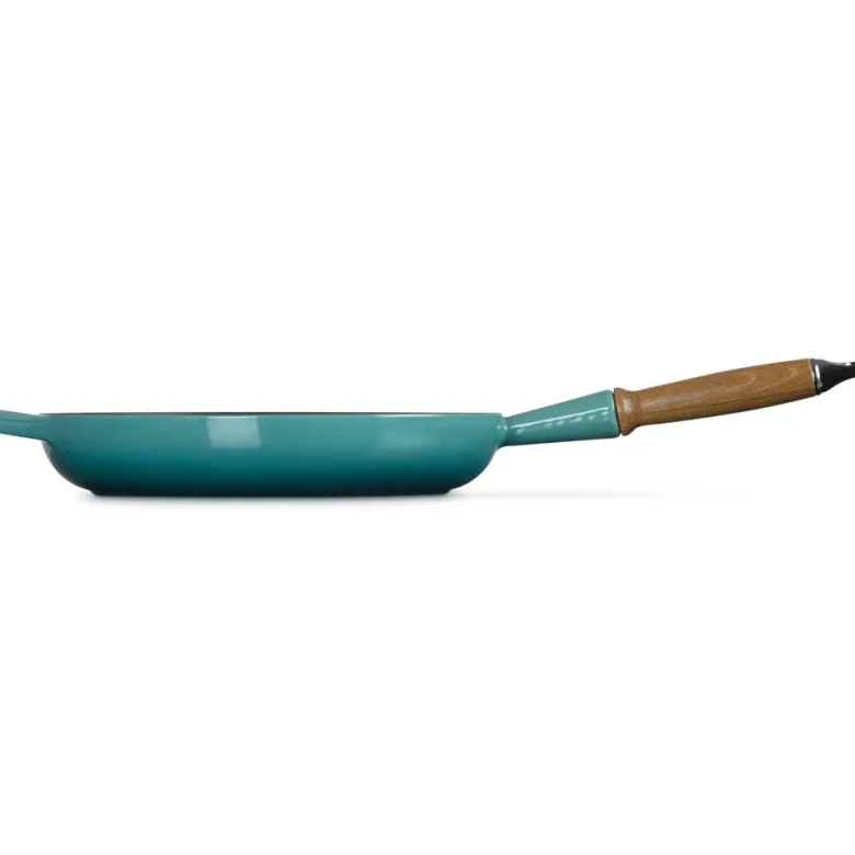 28 cm - Le Creuset Evolution Padella Bassa In Ghisa Vetrificata Con Manico In Legno