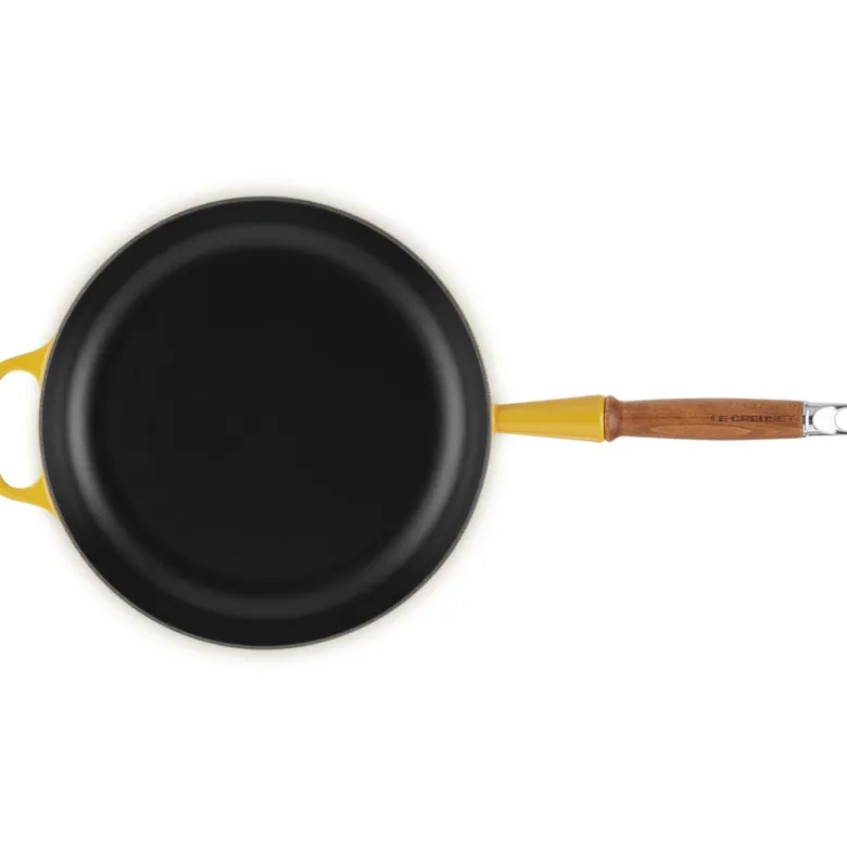 28 cm - Le Creuset Evolution Padella Bassa In Ghisa Vetrificata Con Manico In Legno