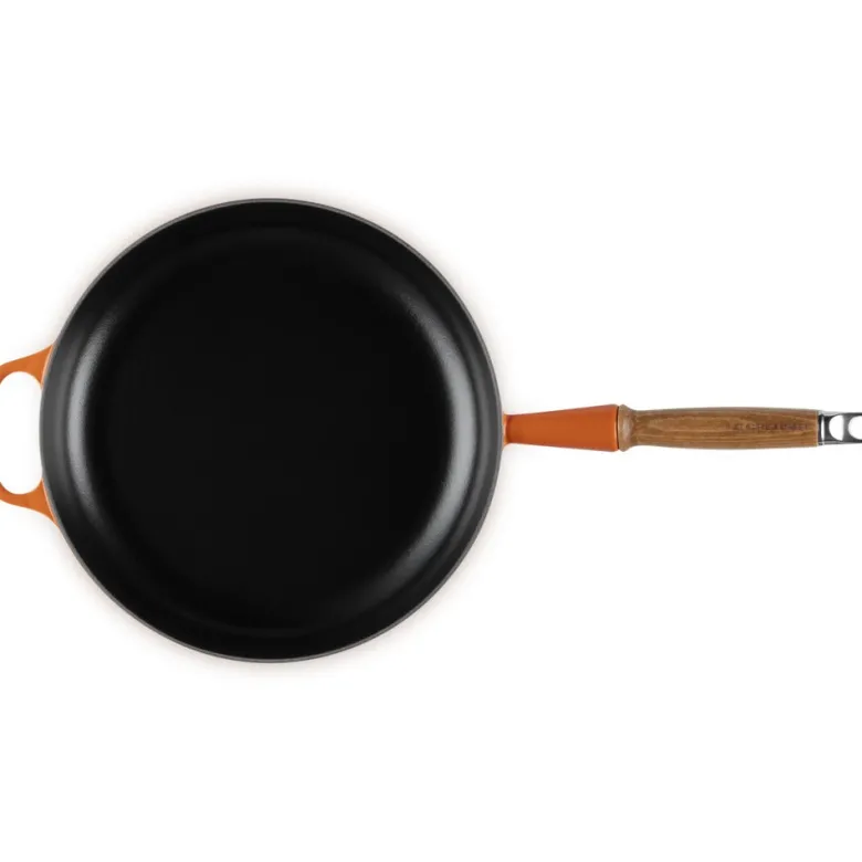 28 cm - Le Creuset Evolution Padella Bassa In Ghisa Vetrificata Con Manico In Legno