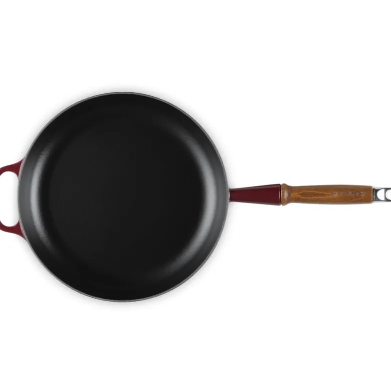 28 cm - Le Creuset Evolution Padella Bassa In Ghisa Vetrificata Con Manico In Legno