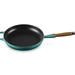 28 cm - Le Creuset Evolution Padella Bassa In Ghisa Vetrificata Con Manico In Legno
