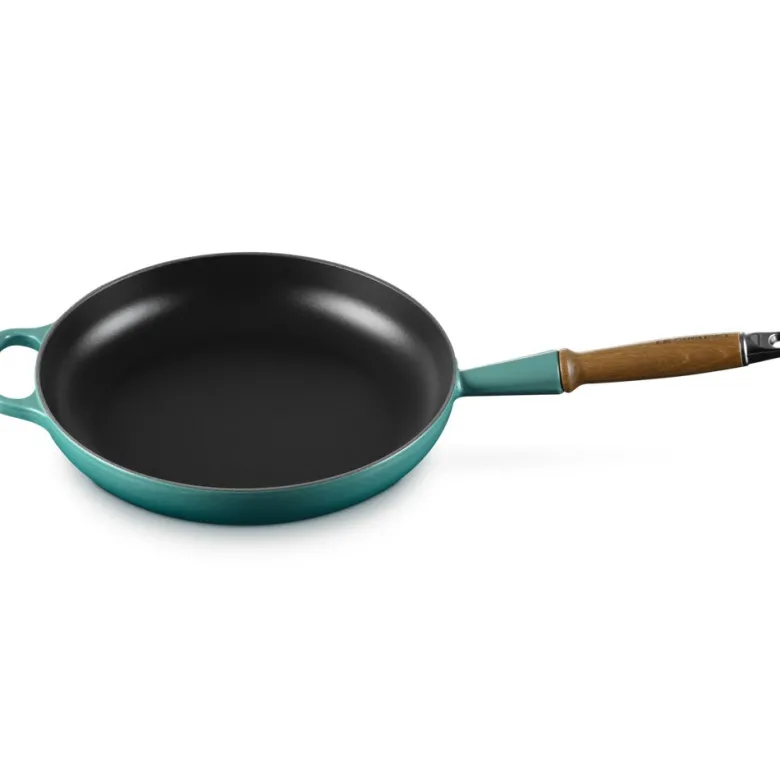 28 cm - Le Creuset Evolution Padella Bassa In Ghisa Vetrificata Con Manico In Legno