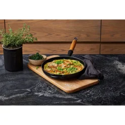 28 cm - Le Creuset Evolution Padella Bassa In Ghisa Vetrificata Con Manico In Legno