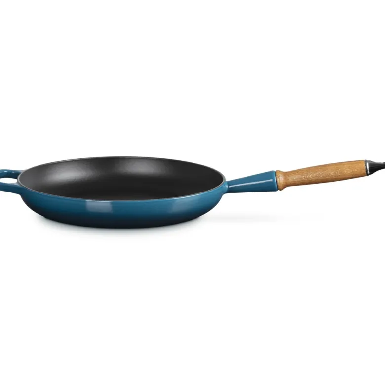 28 cm - Le Creuset Evolution Padella Bassa In Ghisa Vetrificata Con Manico In Legno