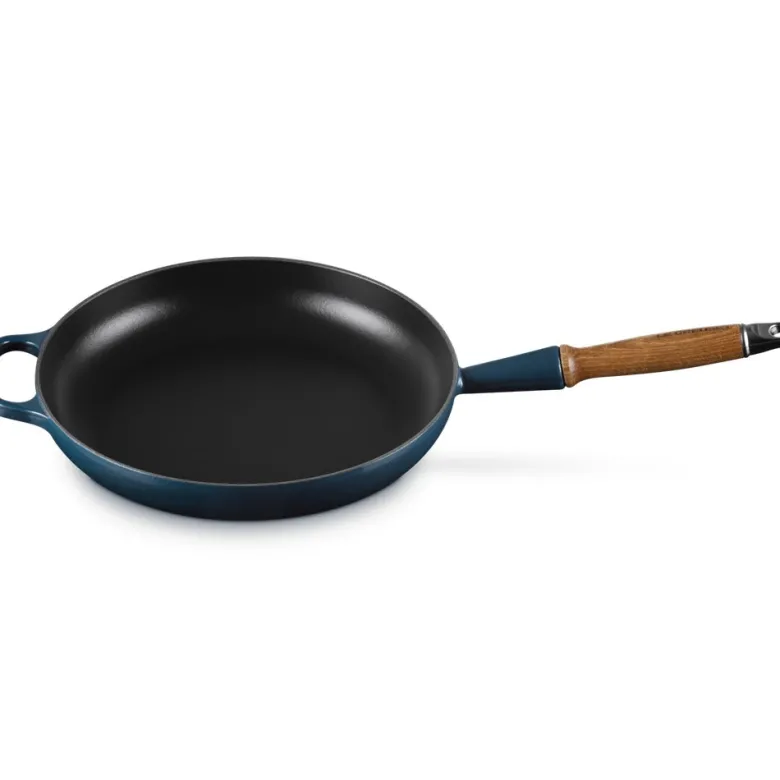 28 cm - Le Creuset Evolution Padella Bassa In Ghisa Vetrificata Con Manico In Legno