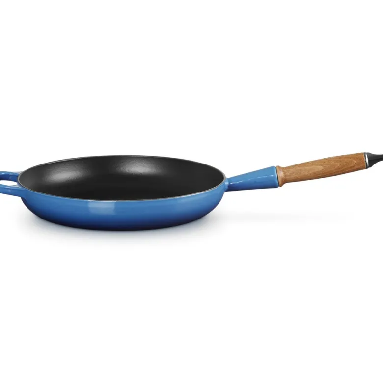 28 cm - Le Creuset Evolution Padella Bassa In Ghisa Vetrificata Con Manico In Legno