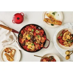 28 cm - Le Creuset Evolution Padella Bassa In Ghisa Vetrificata Con Manico In Legno