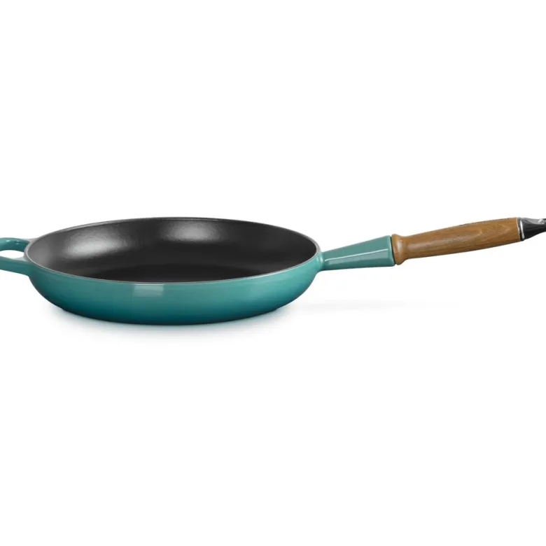 28 cm - Le Creuset Evolution Padella Bassa In Ghisa Vetrificata Con Manico In Legno