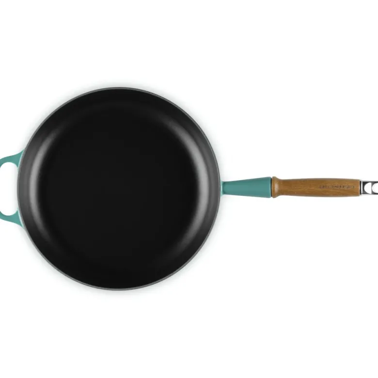 28 cm - Le Creuset Evolution Padella Bassa In Ghisa Vetrificata Con Manico In Legno