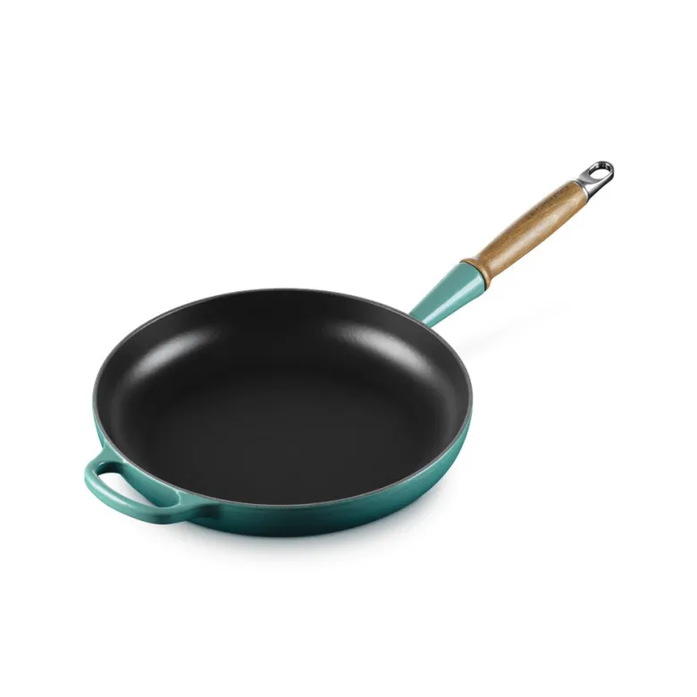 28 cm - Le Creuset Evolution Padella Bassa In Ghisa Vetrificata Con Manico In Legno