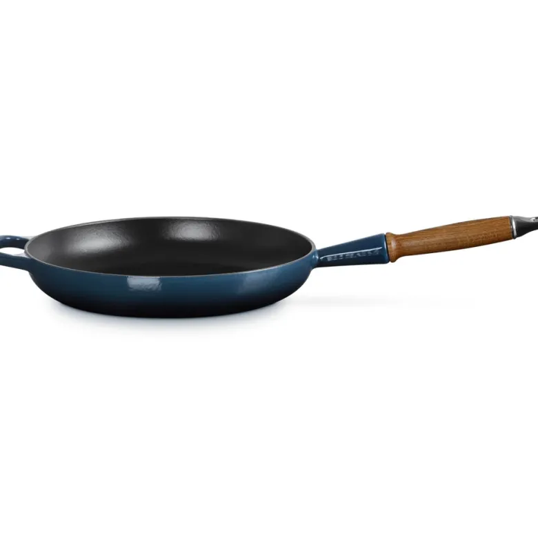 28 cm - Le Creuset Evolution Padella Bassa In Ghisa Vetrificata Con Manico In Legno