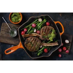 26 cm - Le Creuset Evolution Skillet Bistecchiera Quadrata In Ghisa Vetrificata