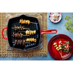 26 cm - Le Creuset Evolution Skillet Bistecchiera Quadrata In Ghisa Vetrificata