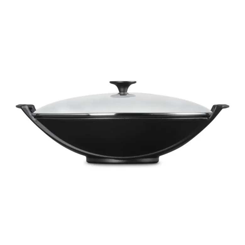 36 cm - Le Creuset Forme Speciali Wok In Ghisa Vetrificata Con Coperchio In Vetro